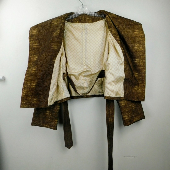 Alligator Print Cropped Shawl Collar Wrap Coat Med - Picture 5 of 8